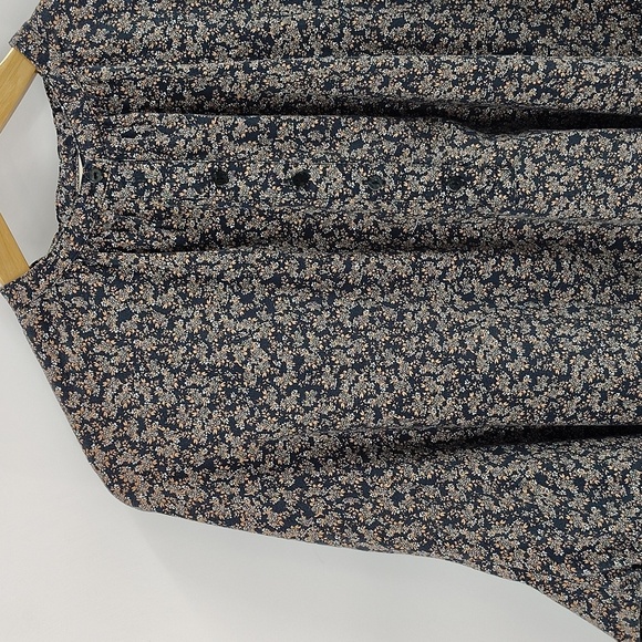 Universal Thread Peasant Blouse XXL Partial Button Down Long Sleeve Gray Peach - Picture 2 of 9